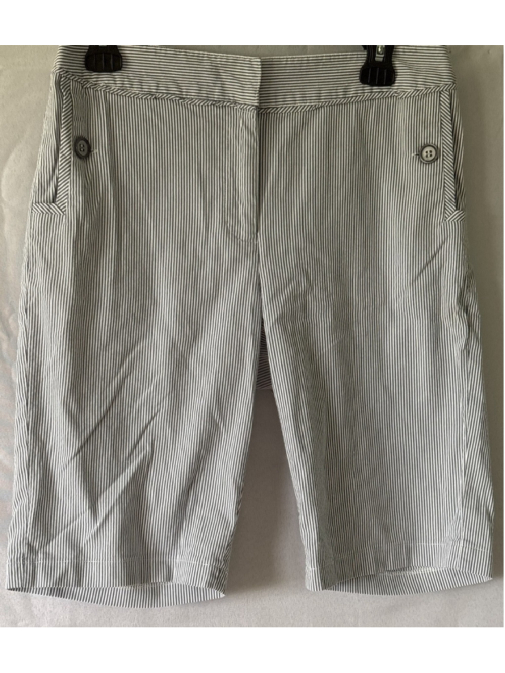 Grace Elements Striped Bermuda Shorts 6 Blue White Coastal Preppy Stretch Flat